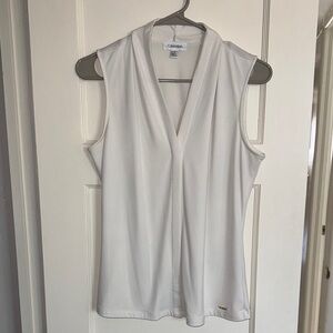 Calvin Klein Women's White Sleeveless Top